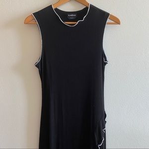 Bebe Black Dress with Asymmetrical White Ruffles